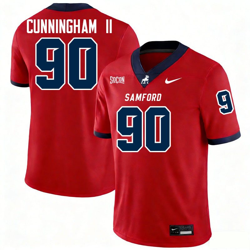 Samford Bulldogs #90 Conroy Cunningham II College Football Jerseys,Uniforms-Red